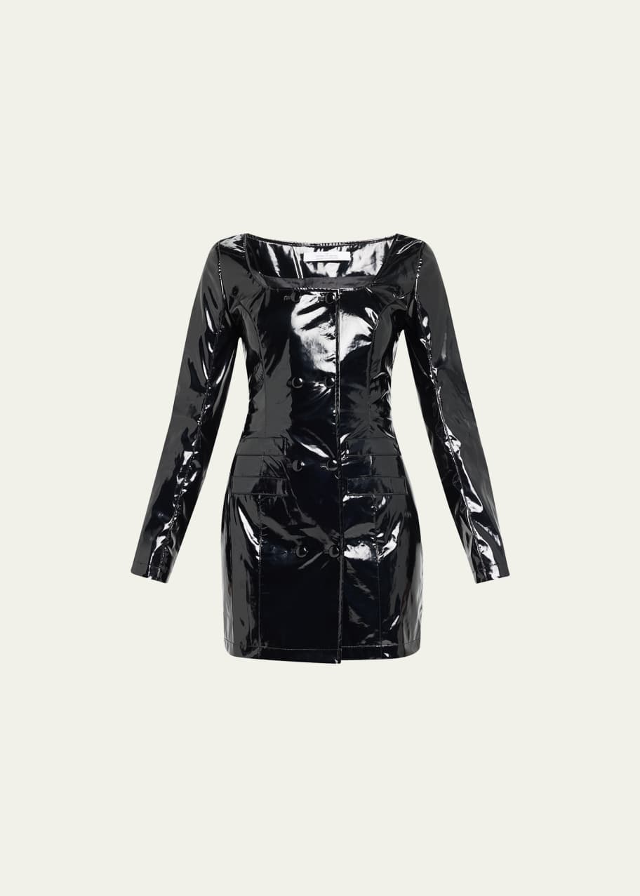 Rokh Faux-Leather Double-Breasted Mini Dress - Bergdorf Goodman