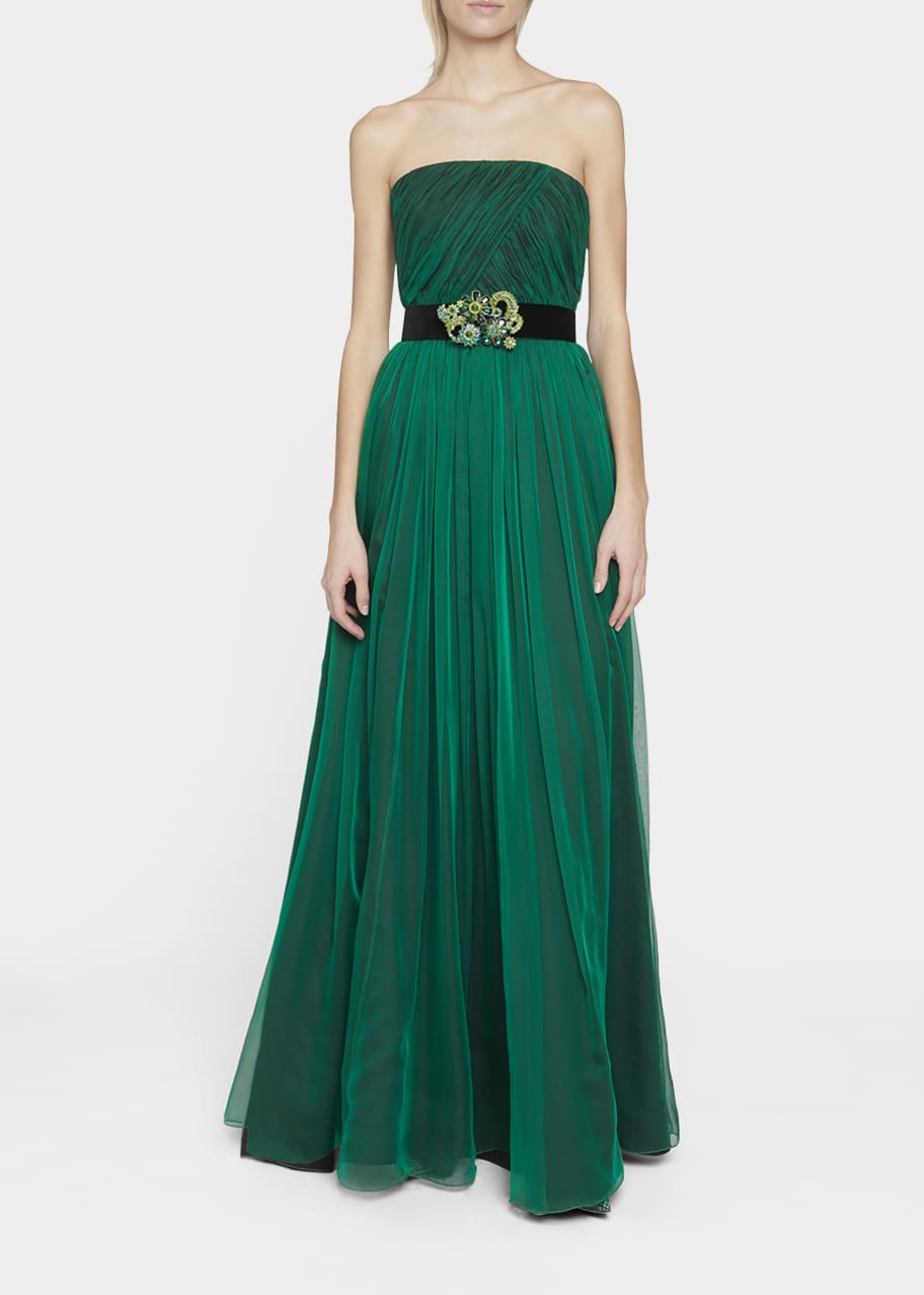 andrew gn green dress Andrew GN crystal embellished crepe gown, green – Plus One Dress Hire main image 0