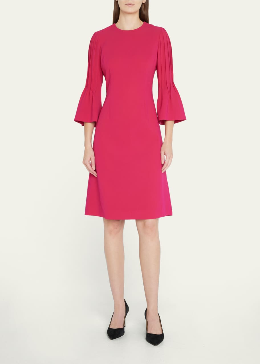 knee length dresses for ladies Black Square Neck Puff Sleeve Satin Midi Dress