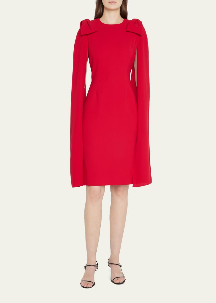 Rickie Freeman for Teri Jon Split Sleeve Crepe Cocktail Dress w Bows Bergdorf Goodman