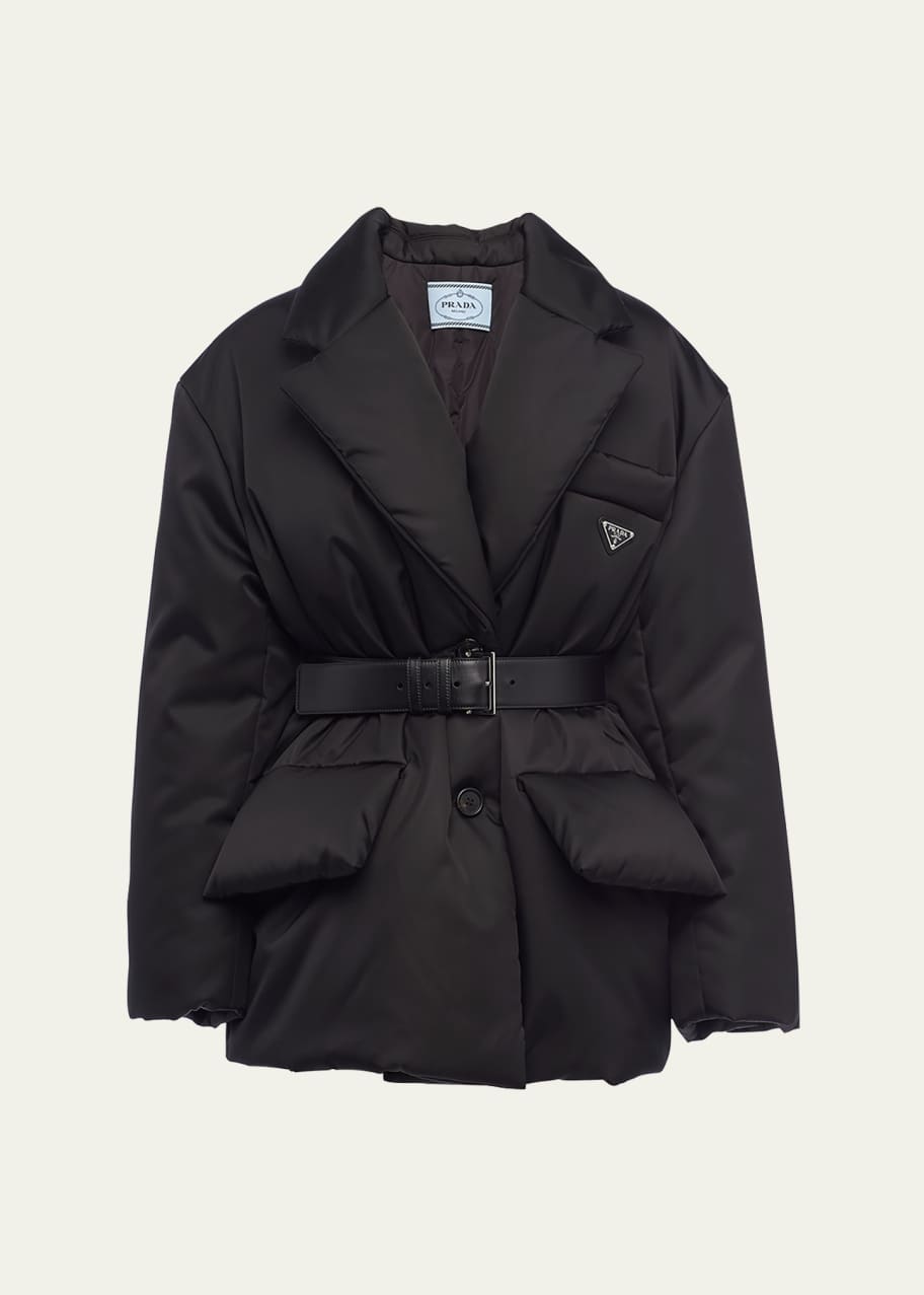 Black Medium-length Re-nylon Down Jacket