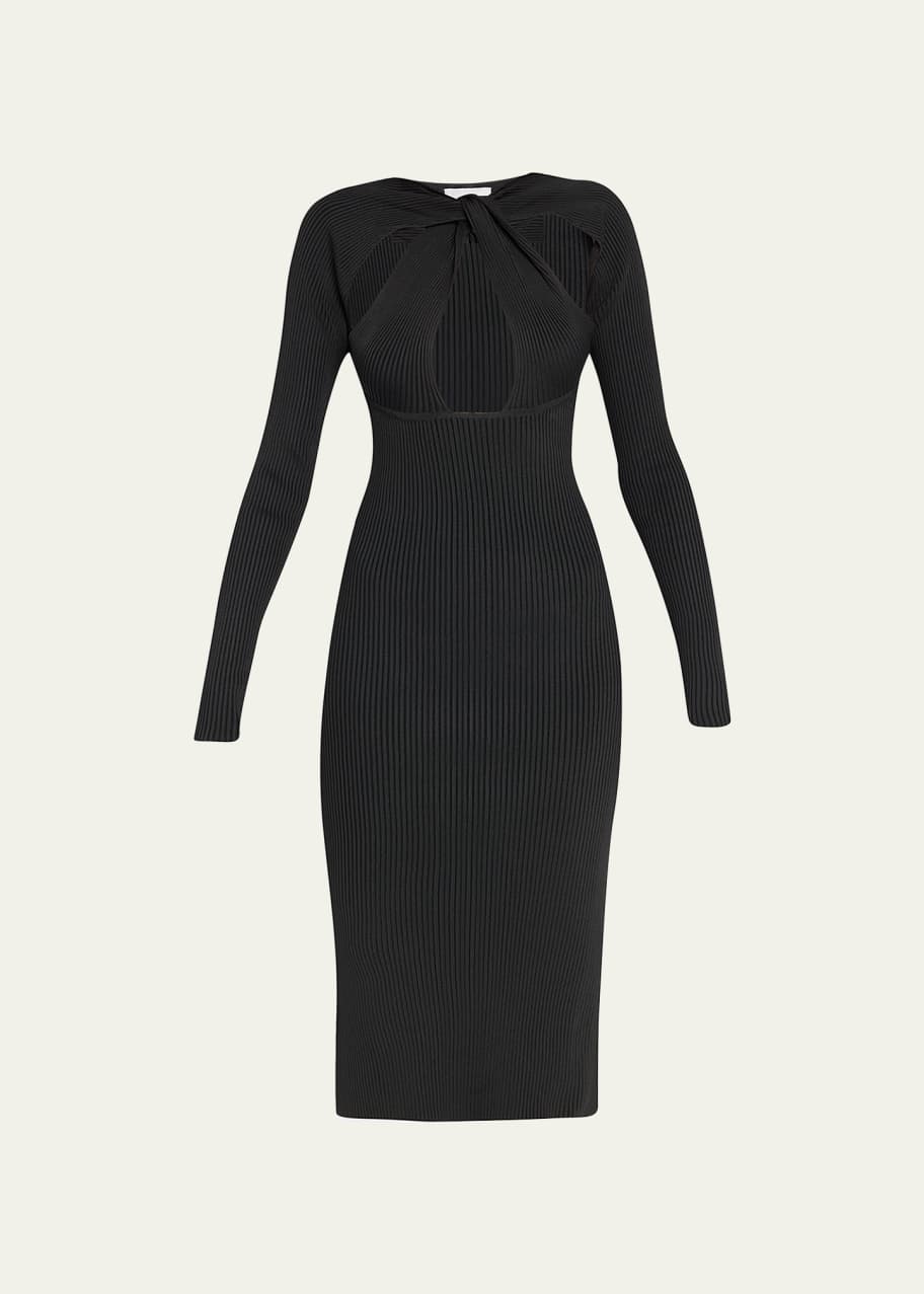 black denim dress midi Belted Drop Waist Stretch Midi Denim Dress Dark Wash Denim / 12