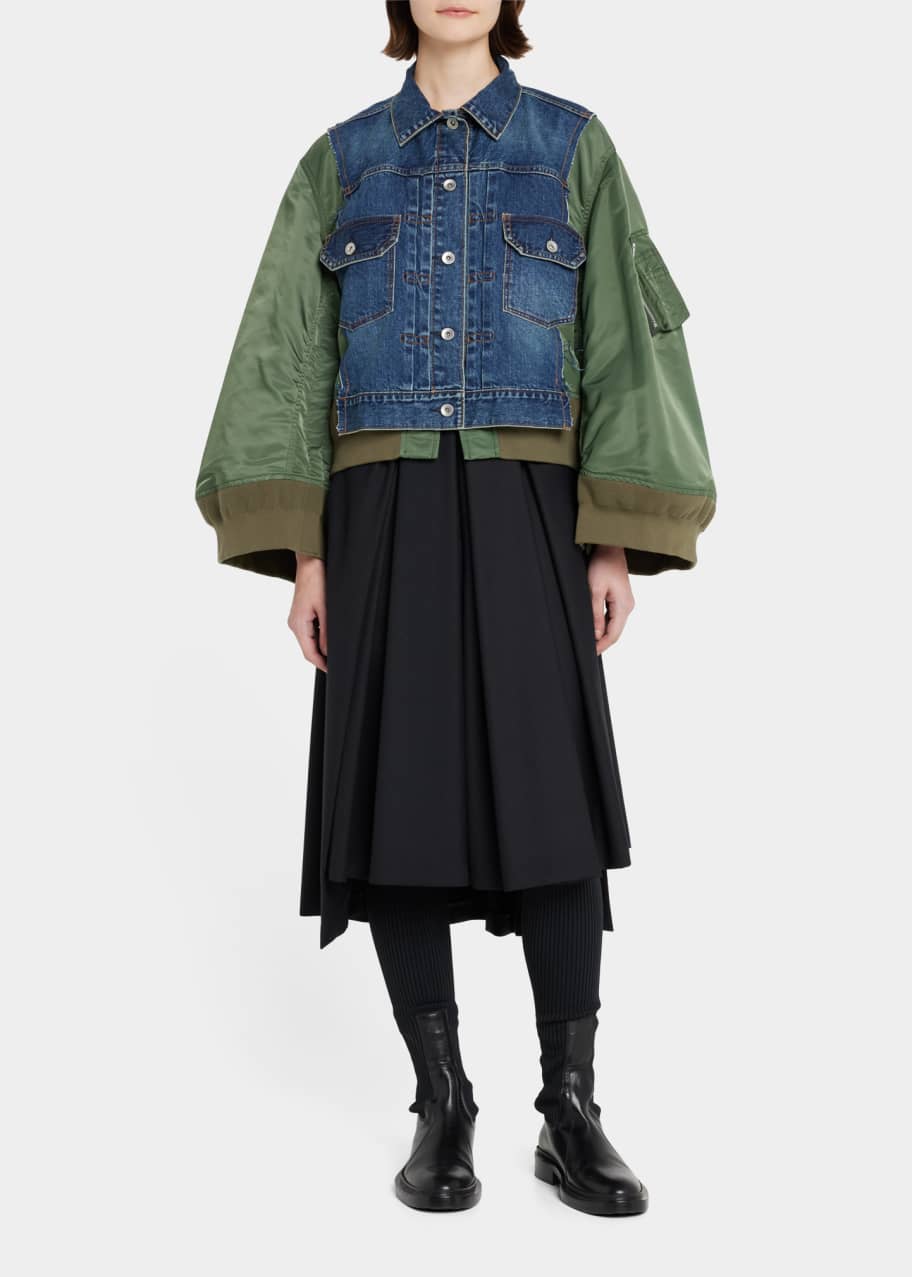 SACAI MixedMedia Denim Jacket Bergdorf Goodman