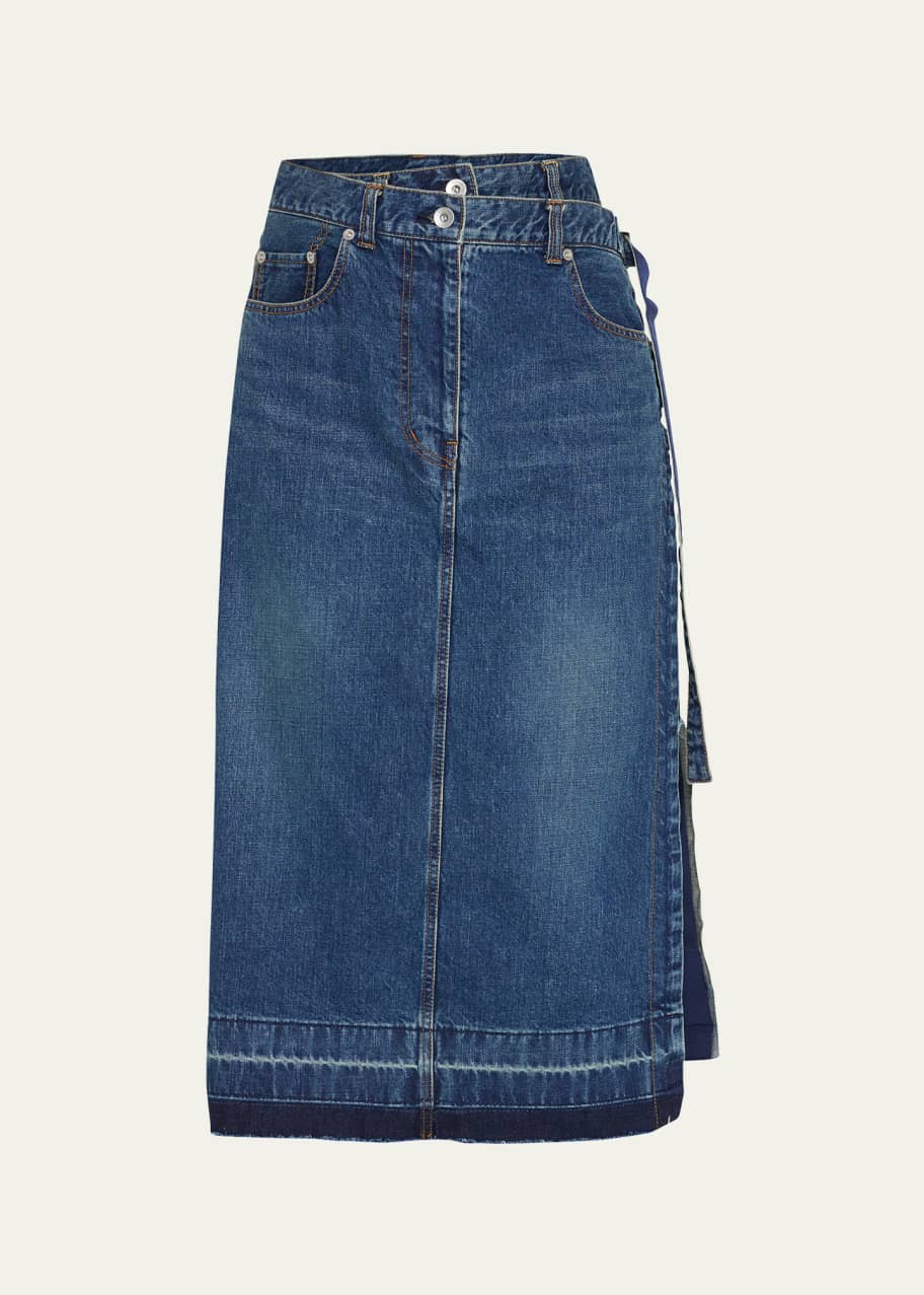 Sacai denim online wrap skirt