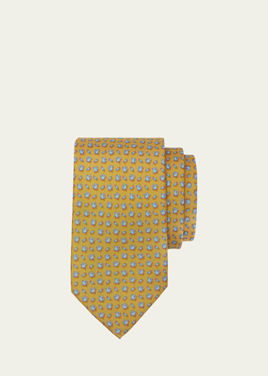 Men s Dancing Penguin Print Silk Tie