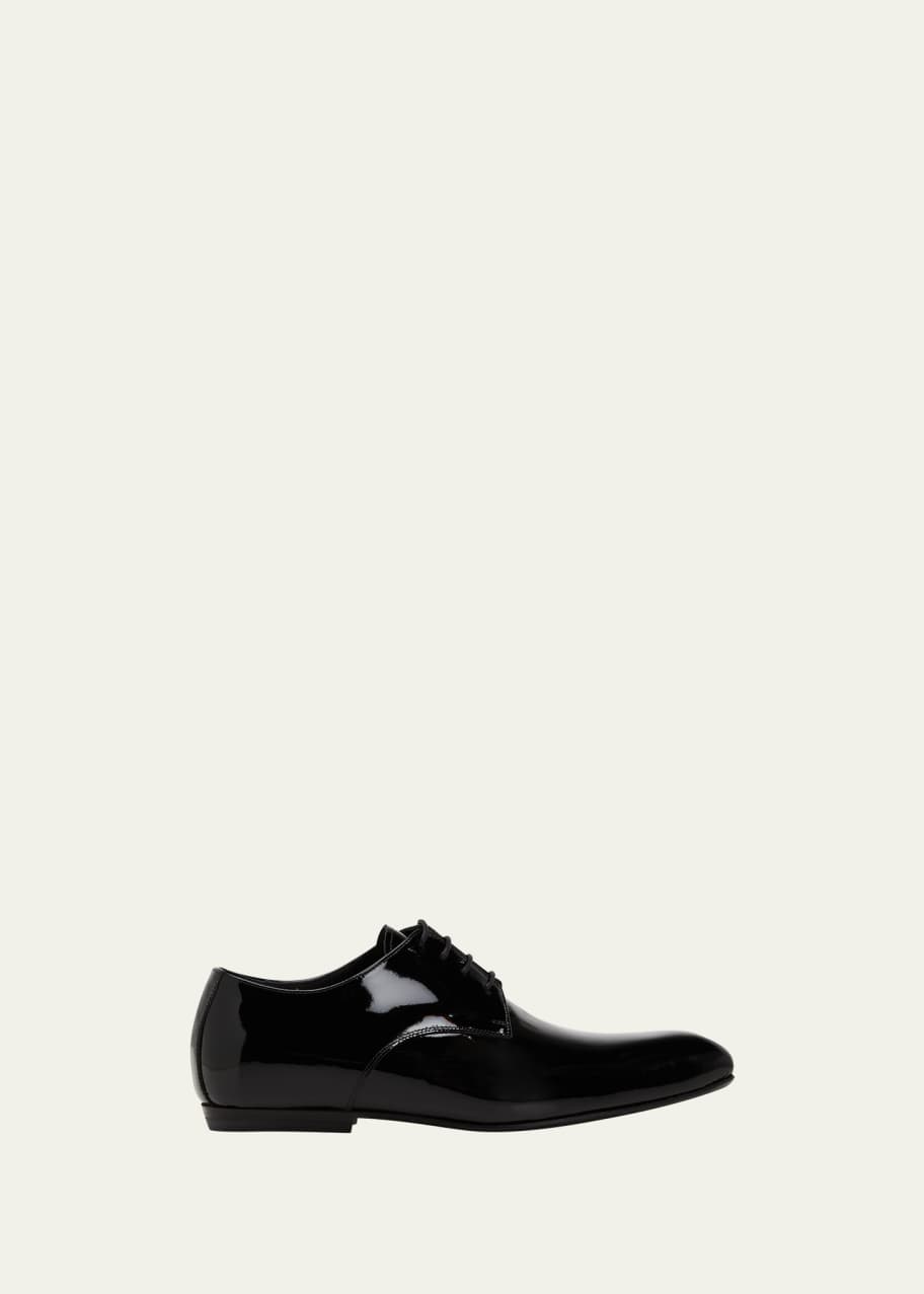 Dries Van Noten Men's Patent Leather Almond-Toe Derby Shoes