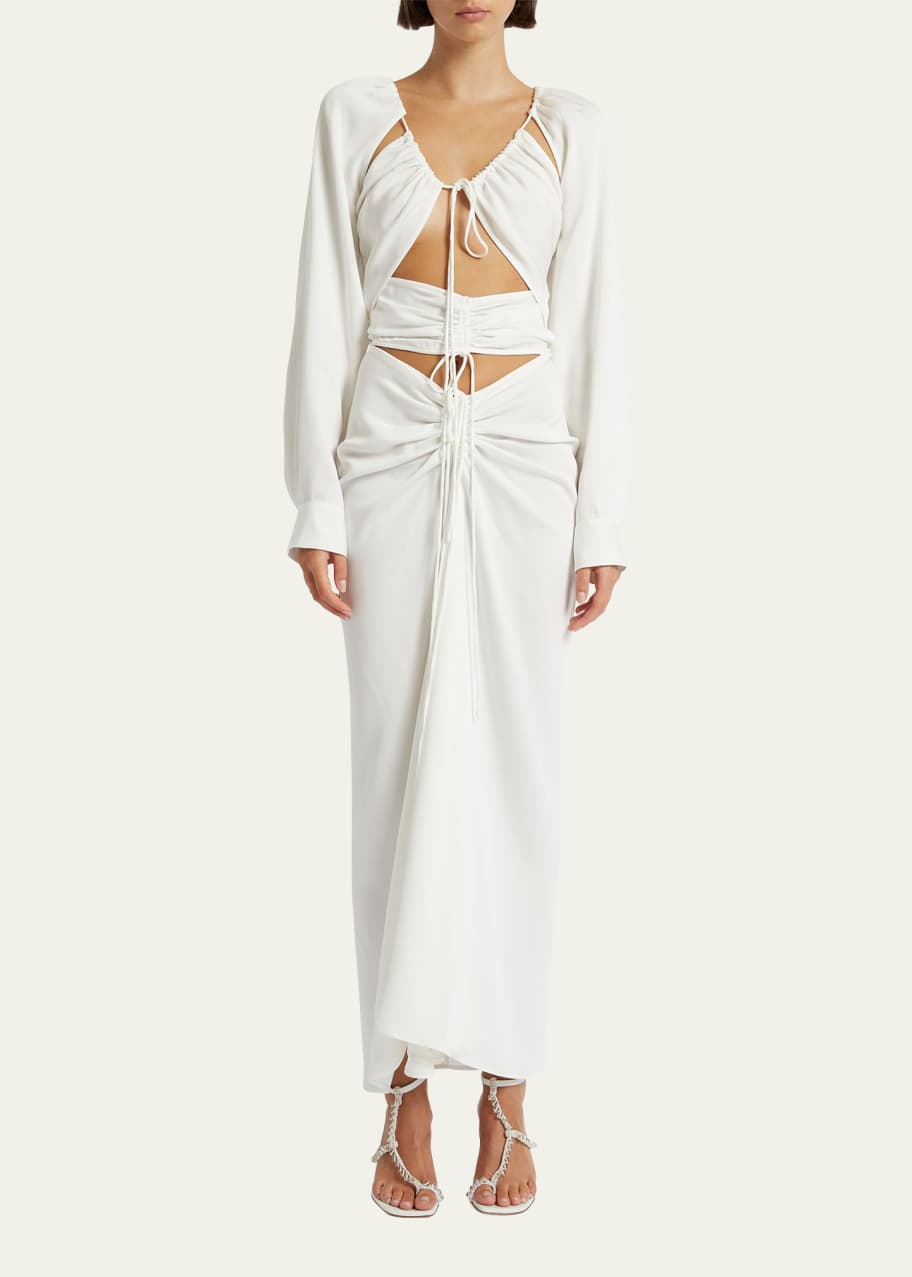 formal shirt dress gown Teri Jon Metallic Jacquard Shirt Dress Gown - Emerald
