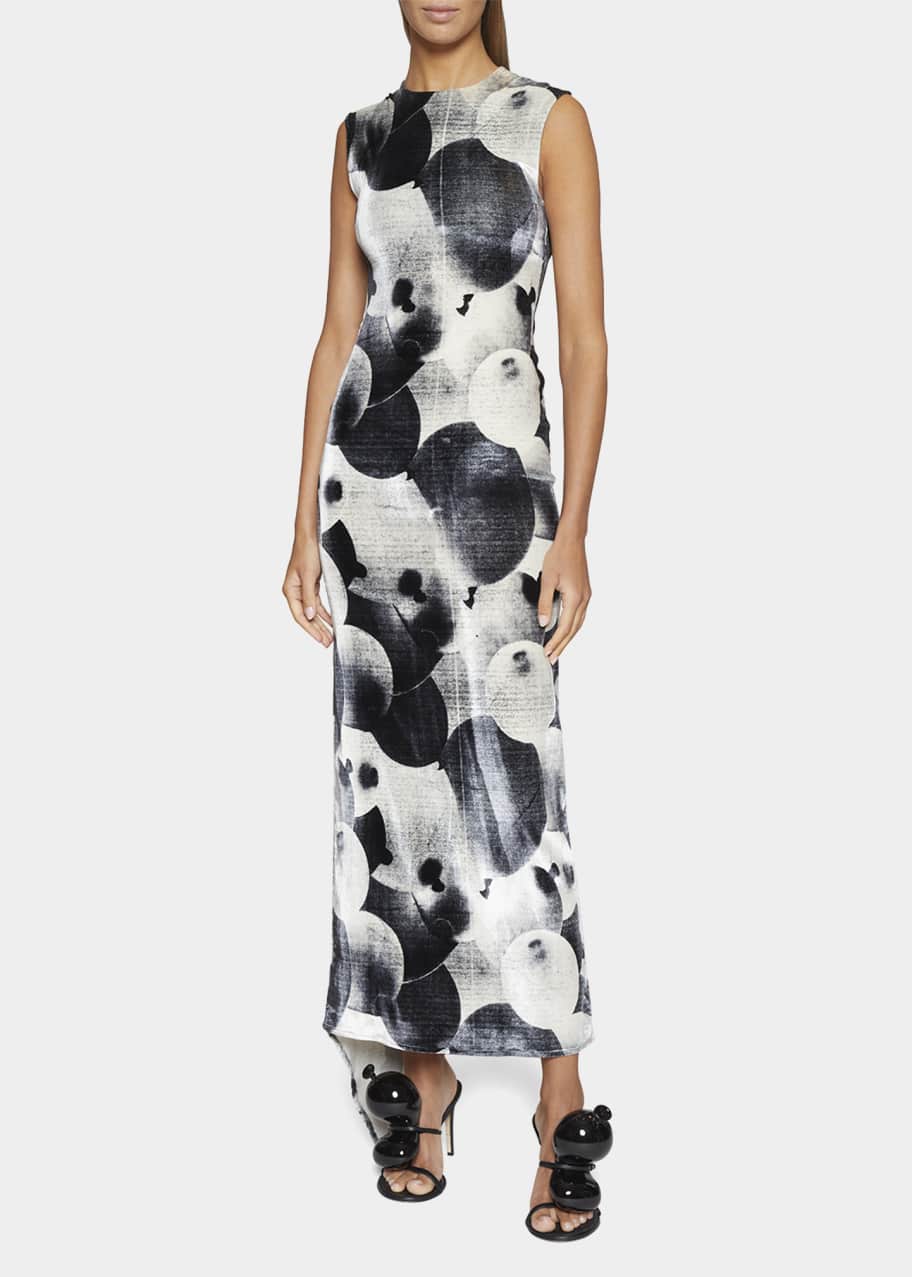 loewe midi dress Loewe Blurred Print Boatneck Midi Dress