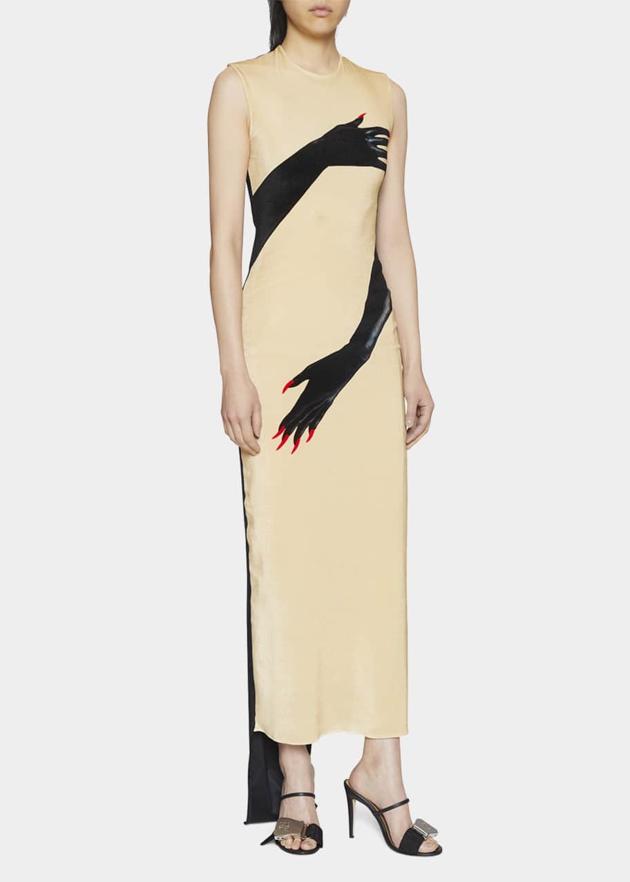 Loewe Gloves Print Midi Dress Bergdorf Goodman