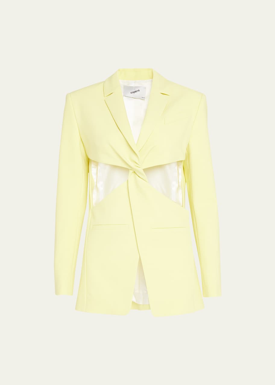 Twist-Front Cut Out Tailored Blazer Jacket