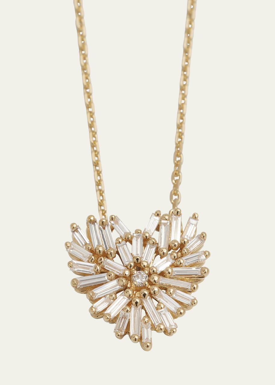 Suzanne Kalan 18K Yelow Gold Mini Heart Diamond Pendant Necklace Bergdorf Goodman