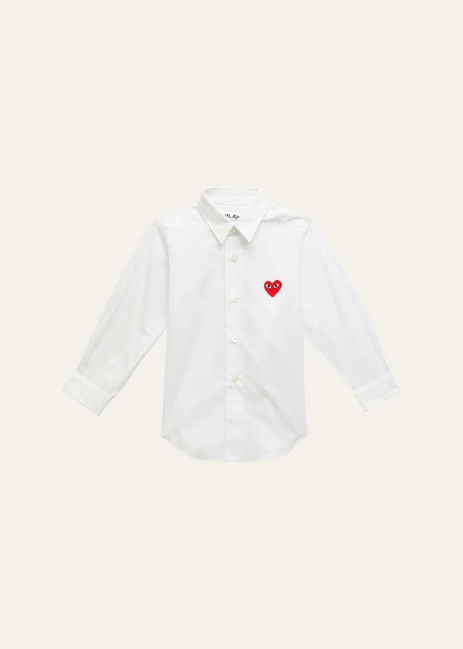 Comme des Garcons Boy's Play Button Down Shirt, Size 2-6