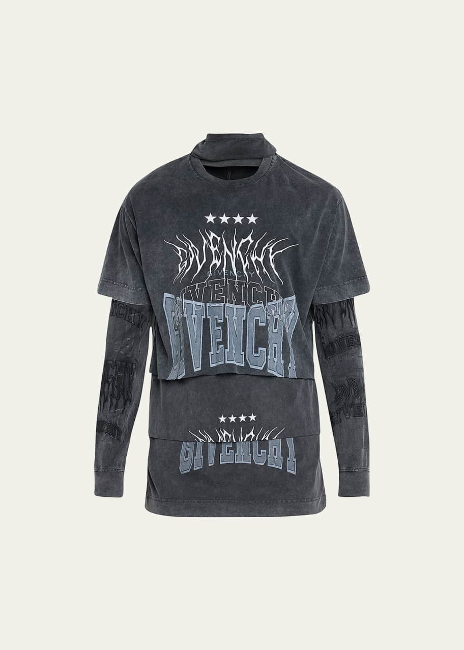 Givenchy Men's Layered Graphic T-Shirt w/ Balaclava