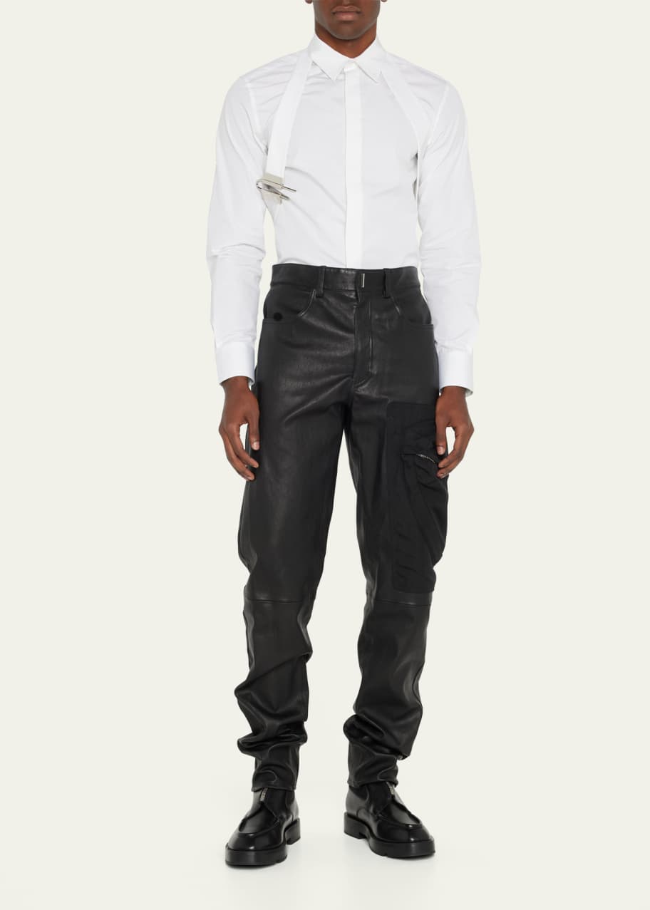 Givenchy Men's Leather Cargo Pants Bergdorf Goodman