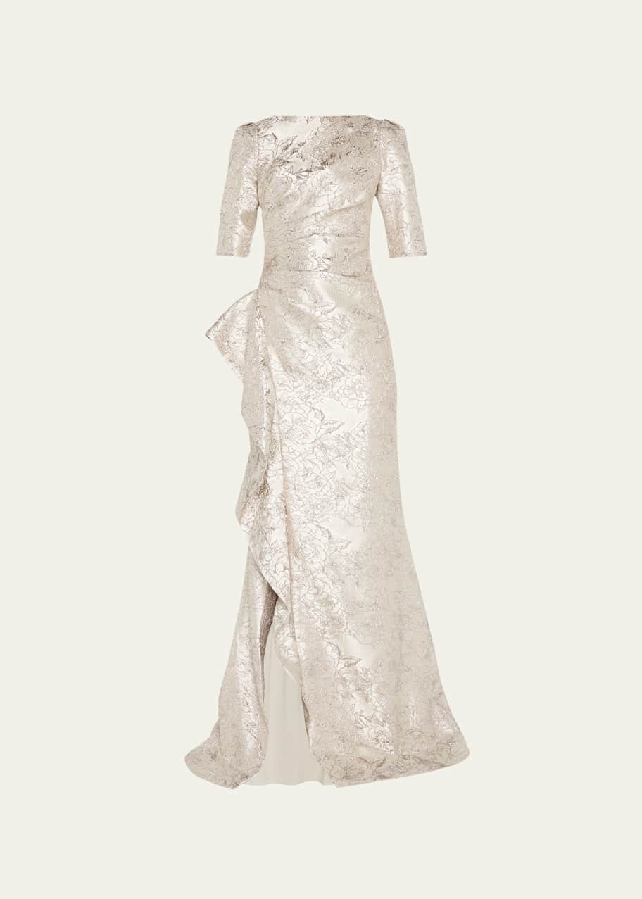 chinese dress ladies Teri Jon Metallic Jacquard A-Line Evening Gown Size 14 main image 0