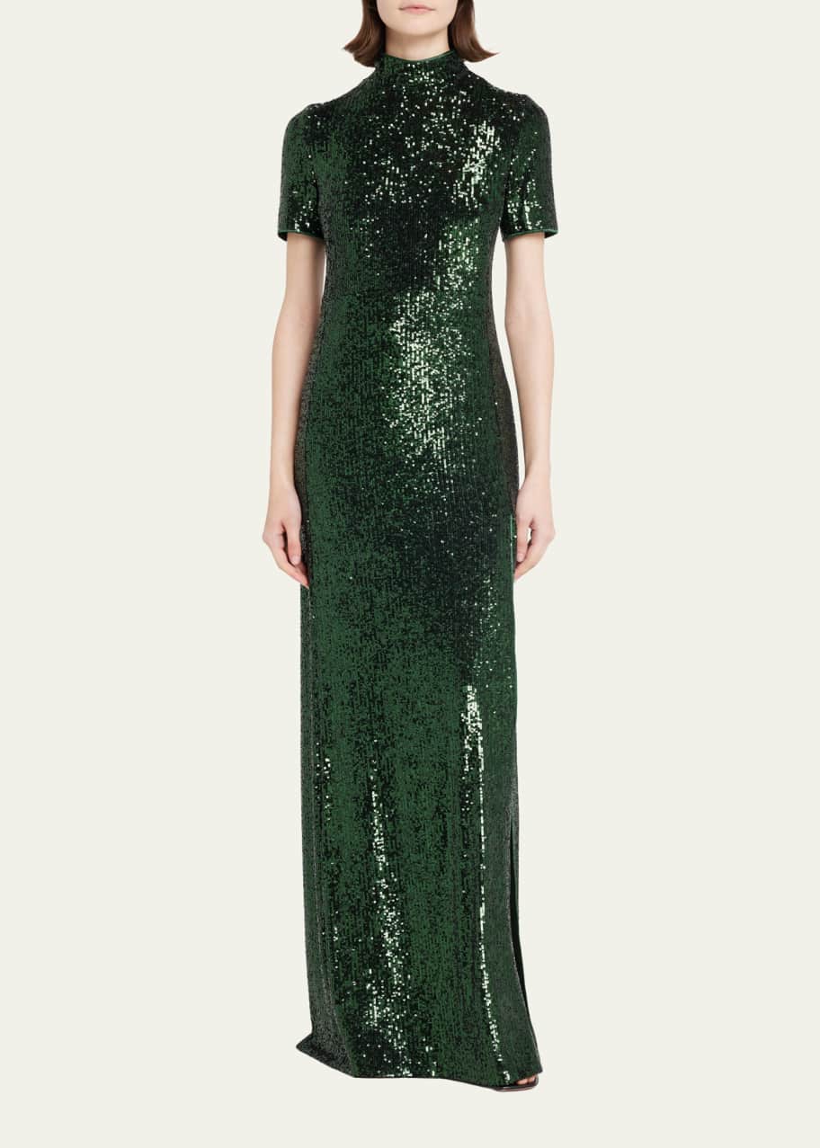 Akris Sequin Embellished Short-Sleeve Gown - Bergdorf Goodman