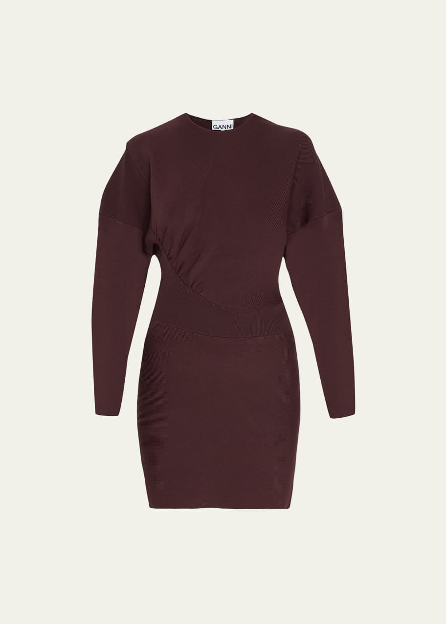Ganni Asymmetric Ruched Mini Dress - Bergdorf Goodman