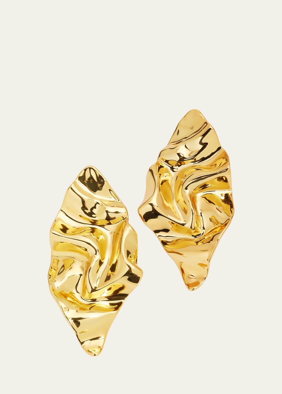 Image 1 of 1: Crumpled Gold Large Post Earrings
