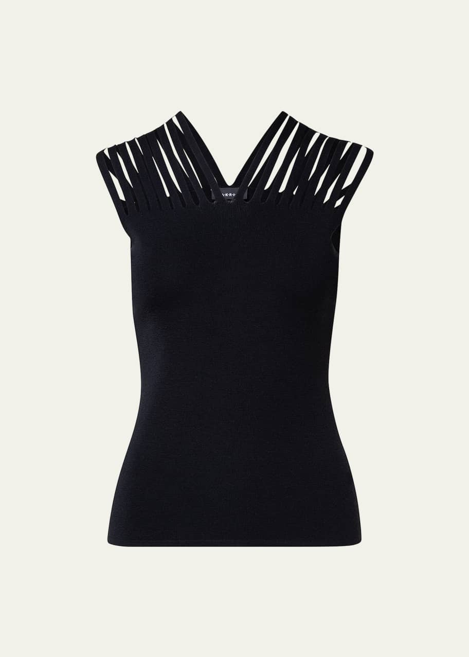 Akris ShoulderTape Fitted Knit Tank Top Bergdorf Goodman