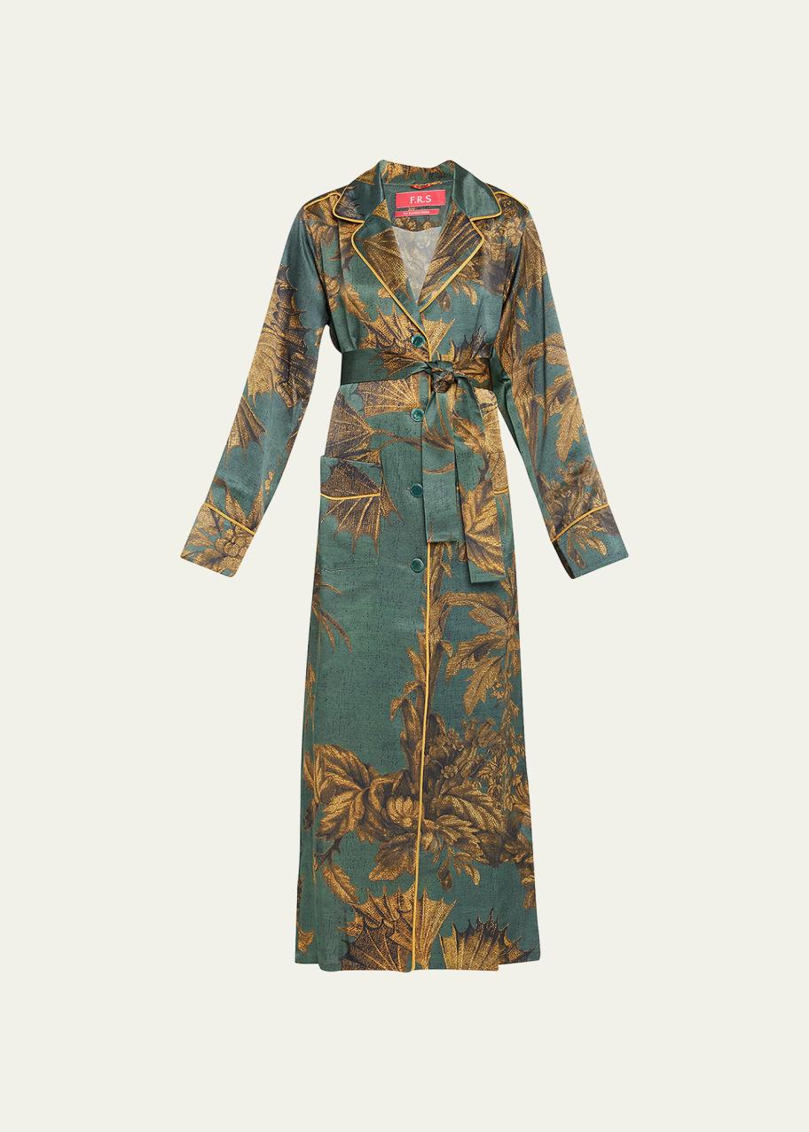 F.R.S For Restless Sleepers Long Metallic Leaf-Print Belted Robe ...