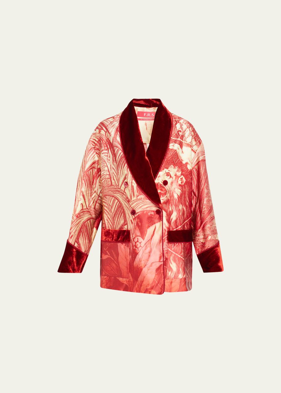 F.R.S For Restless Sleepers Tropical-Print Double-Breasted Silk Jacket ...