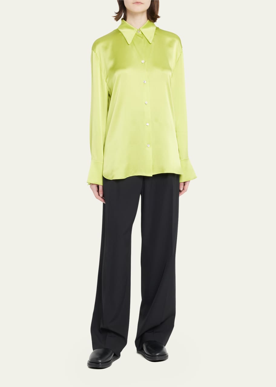 Vince Ruched-Back Collared Silk Blouse - Bergdorf Goodman