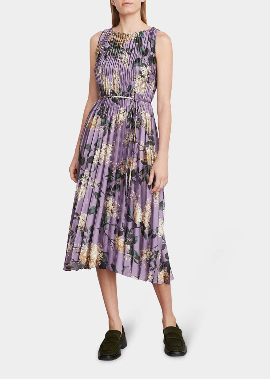 Vince Lilac Pleated Sleeveless Midi Dress - Bergdorf Goodman