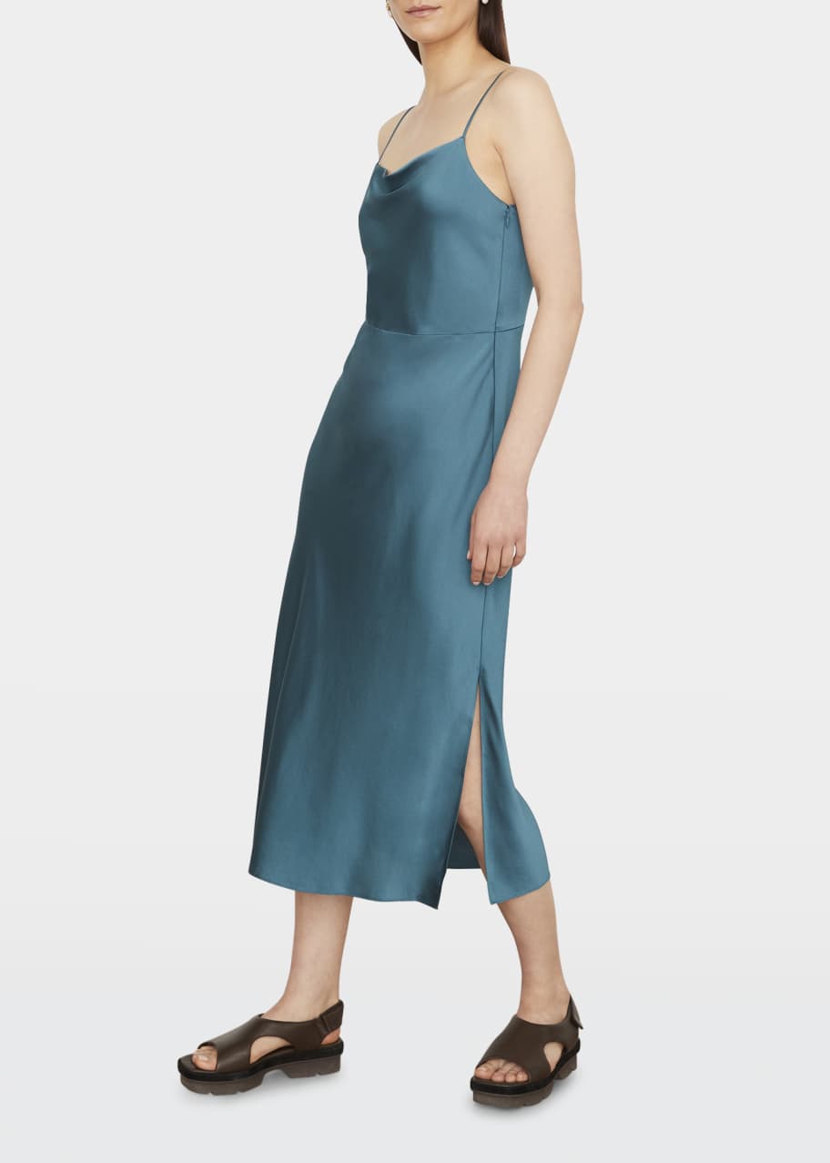 Vince Cowl-Neck Satin Midi Slip Dress - Bergdorf Goodman