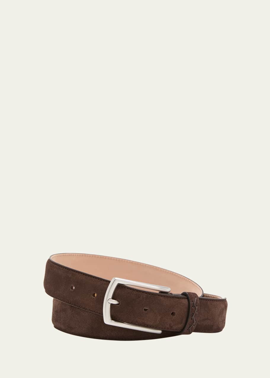 Image 1 of 1: Men's Triple Stitch Leather Belt