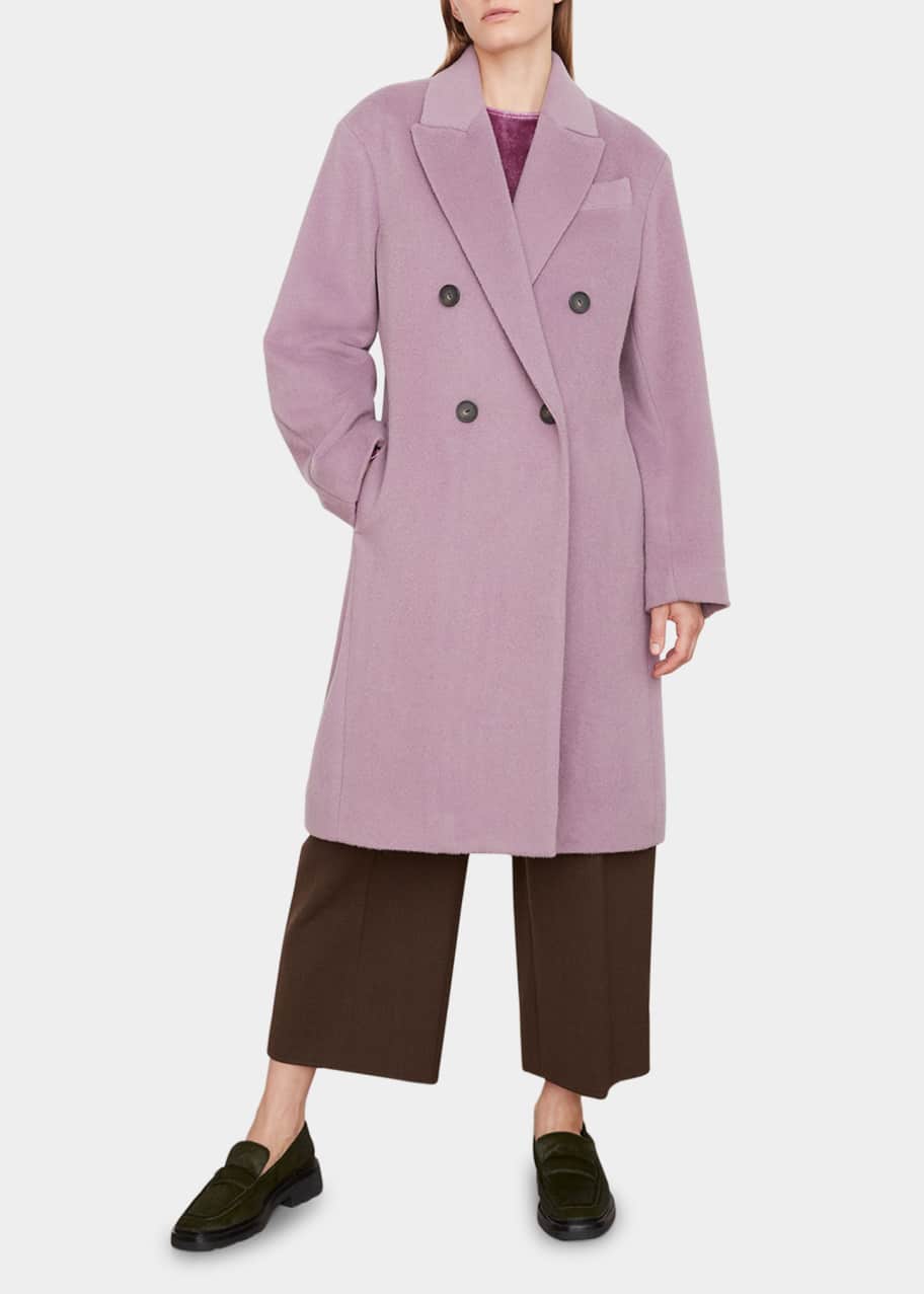 Vince Double Breasted Brushed Wool Coat Bergdorf Goodman