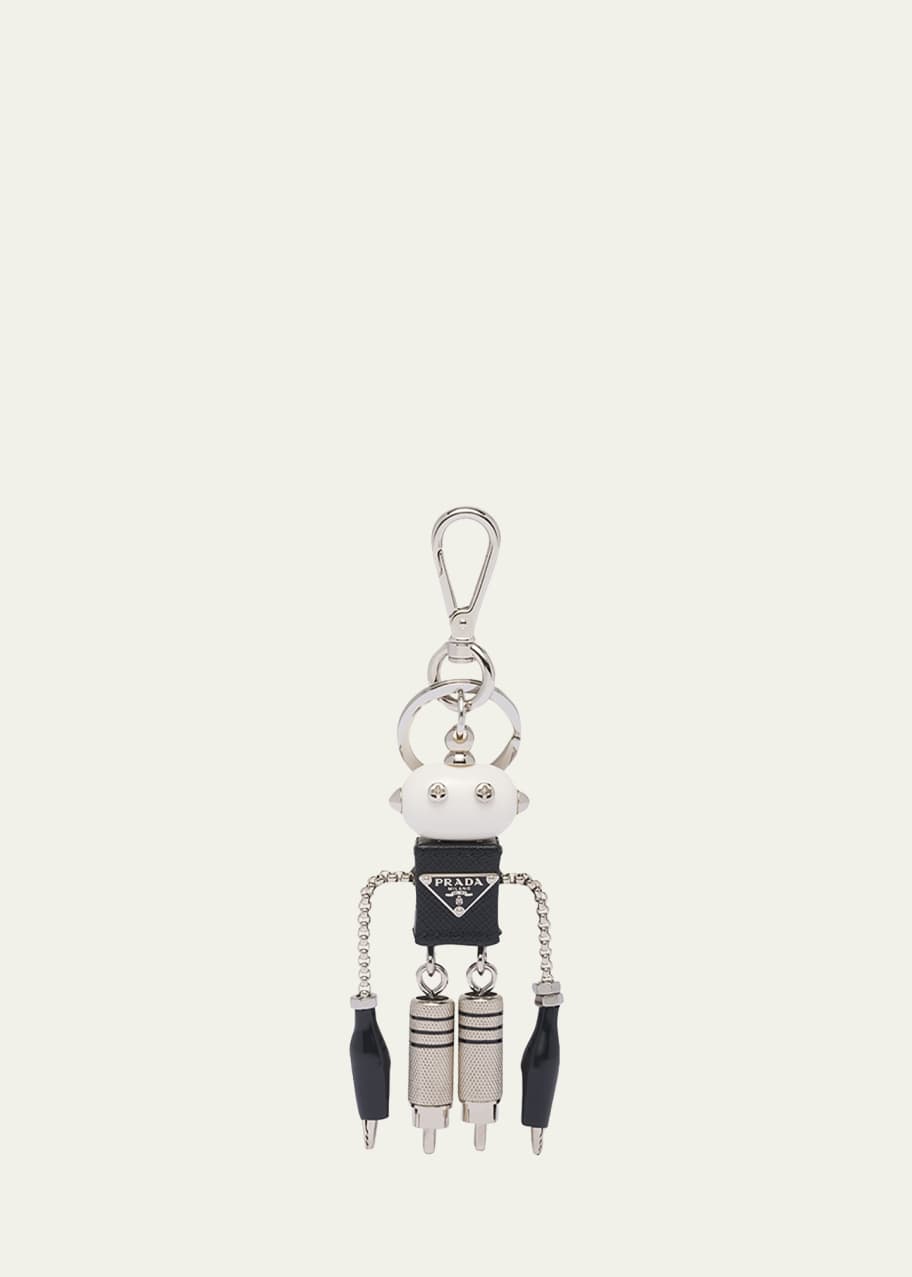 最大15%OFFクーポン Men's Prada Saffiano Keychain Robot Trick Edward Leather 小物