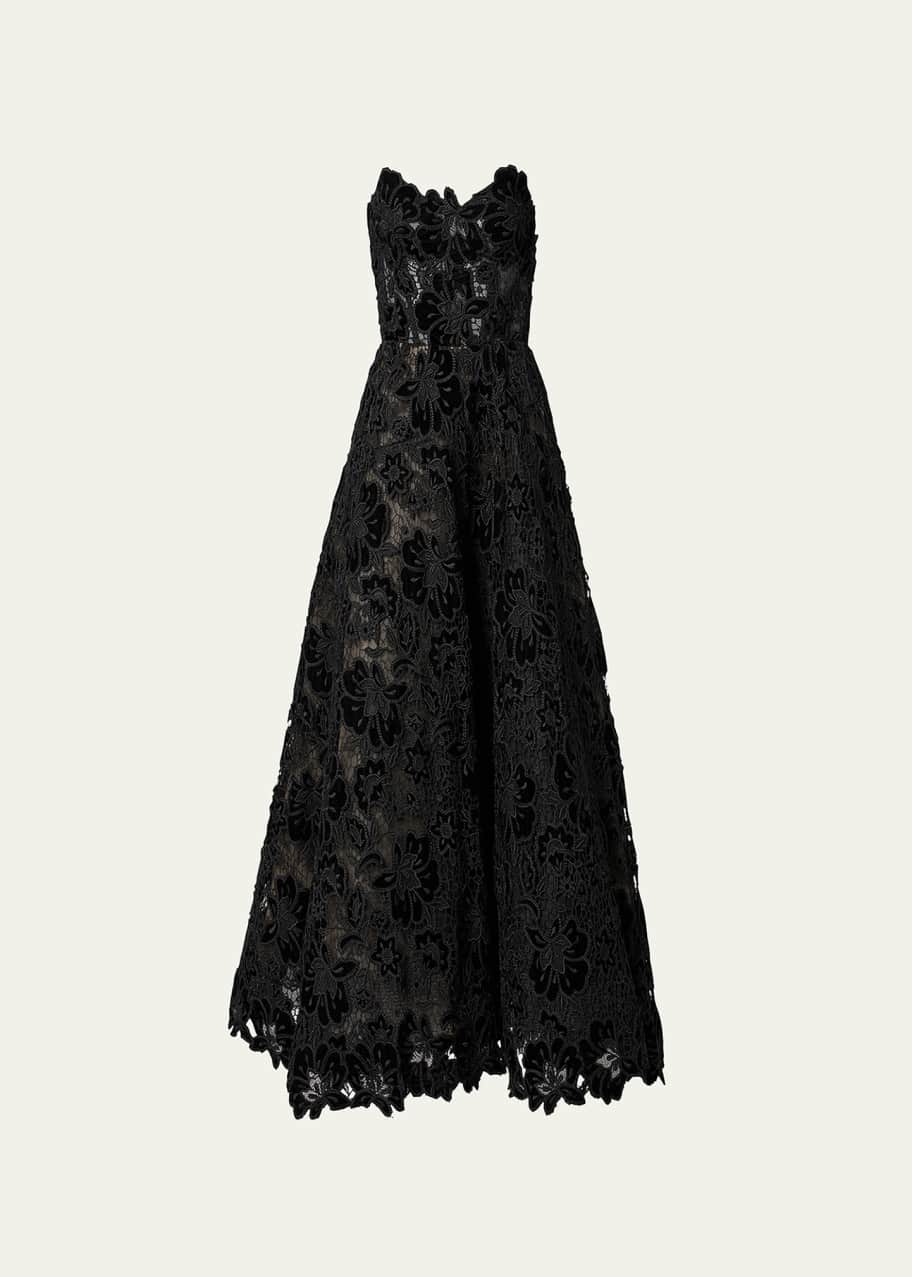 chinese dress ladies Carolina Herrera Black Lace V-Neck Dress