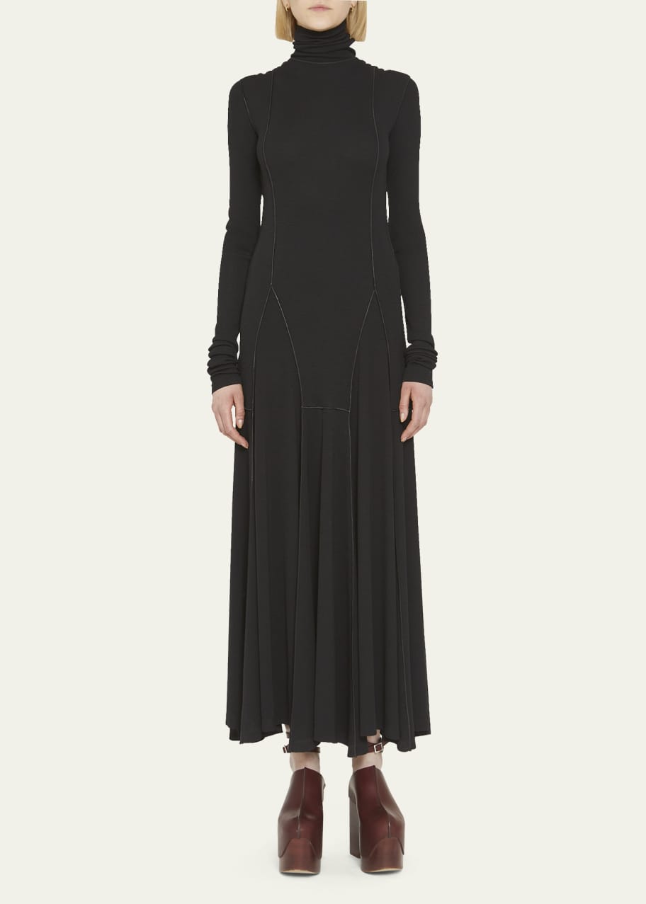 fitted lace wedding dress Dark Gray Wool Winter Dress with Belt from NikkaPlace main image 0