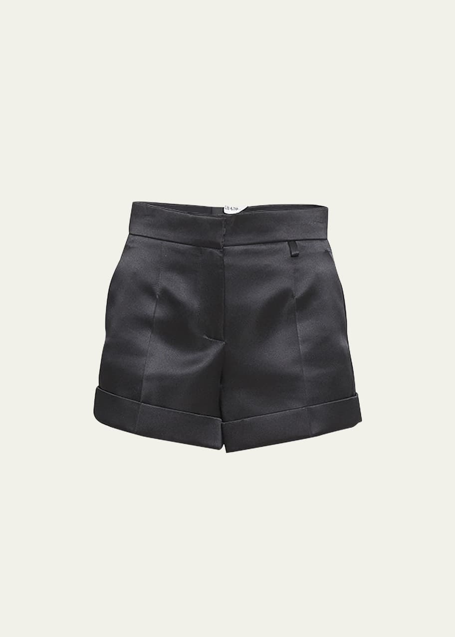 Black Satin Tailored Shorts