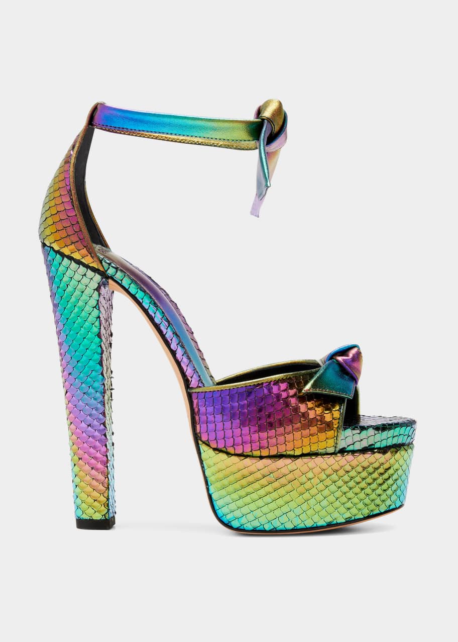 Alexandre Birman Clarita Holographic Rainbow Platform Booties