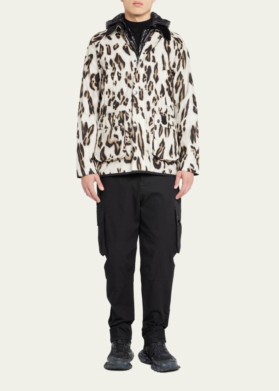 Image 1 of 1: x Barbour Men's 1952 Leopard-Print Hooded Jacket