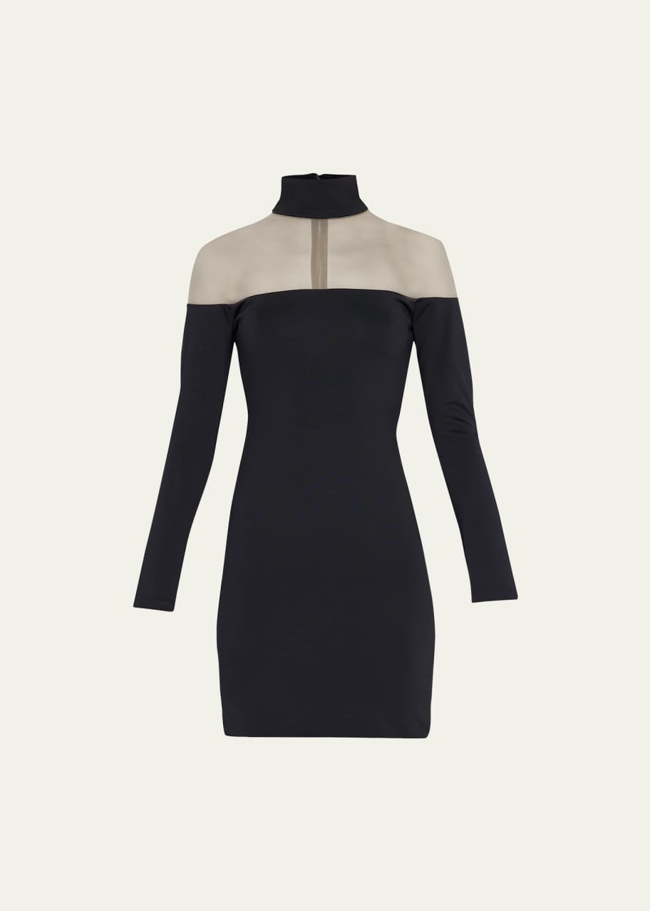 ALICE + OLIVIA Zahra Sheer Turtleneck Mini Dress - Bergdorf Goodman