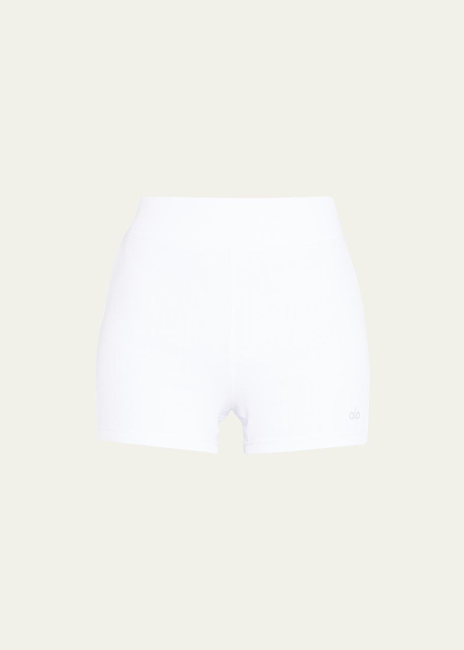 Alo Yoga Goddess Ribbed High-Waist Hot Shorts - Bergdorf Goodman