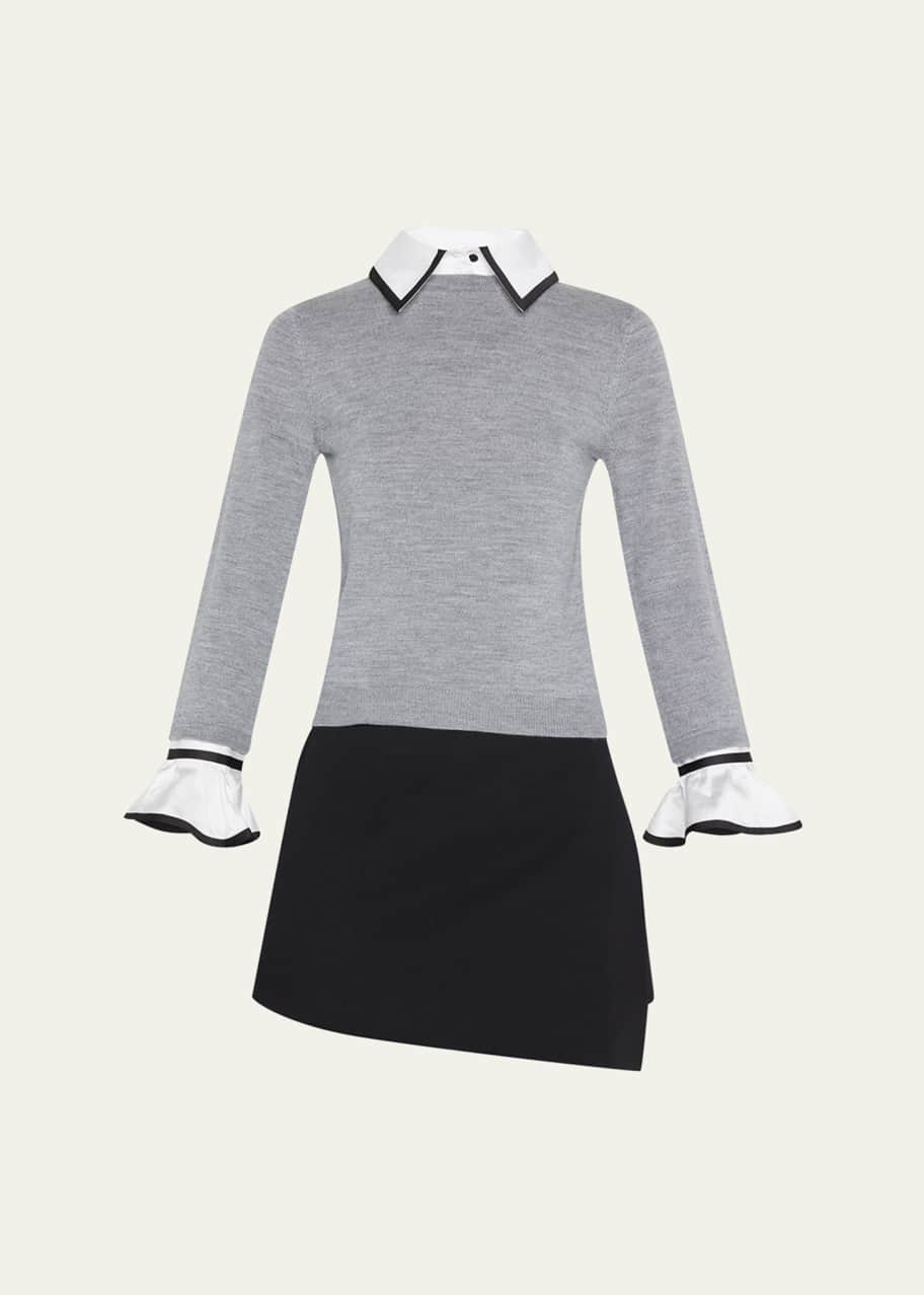 Alice + Olivia Justina Woven Combo Long-Sleeve Pullover - Bergdorf