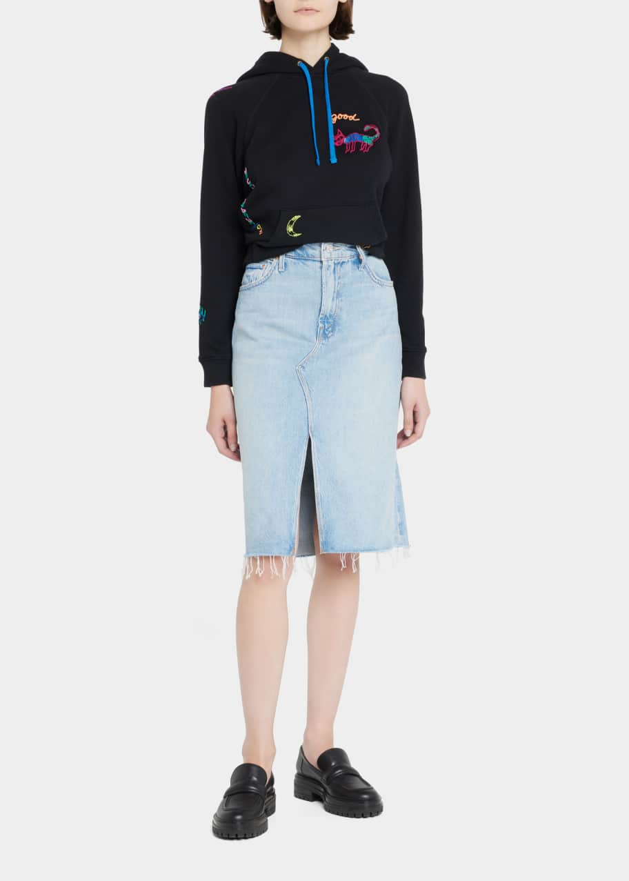 MOTHER The Ditcher Frayed Denim Midi Skirt Bergdorf Goodman