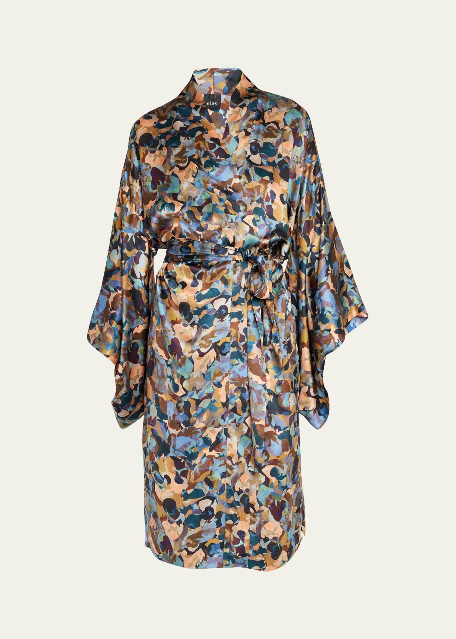 Else Ebru Abstract-Print Silk Kimono Robe - Bergdorf Goodman