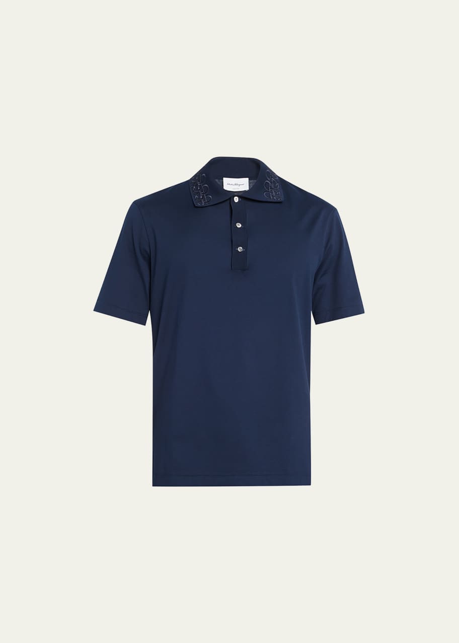 Ferragamo Men's Polo Shirt with Gancini Collar - Bergdorf Goodman
