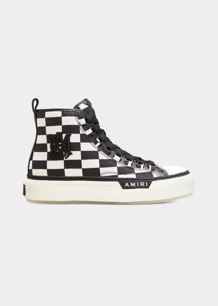Amiri Men's Court Checkerboard Canvas HighTop Sneakers Bergdorf Goodman