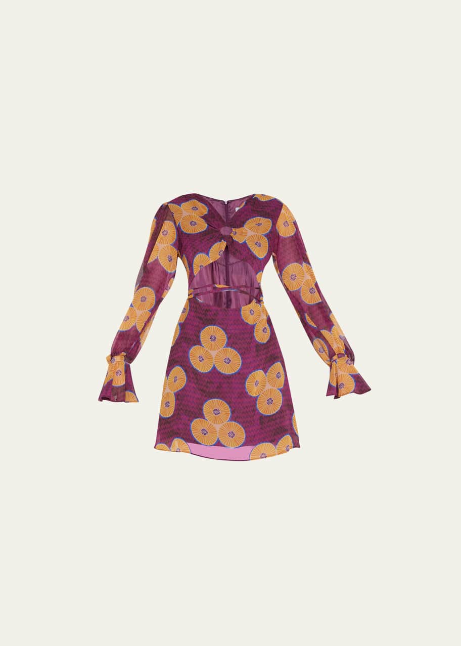 Autumn Adeigbo Amelie Printed Cut-Out Mini A-Line Dress - Bergdorf Goodman