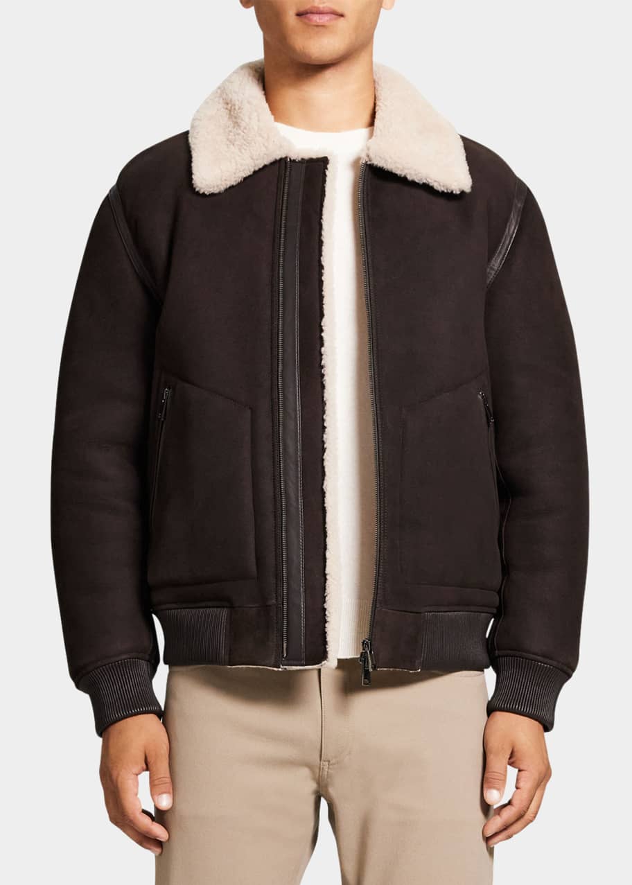 Theory Men s Entrefino Suede Shearling Bomber Jacket Bergdorf Goodman