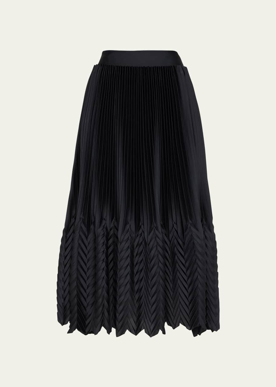 SIMKHAI Marta Chevron Pleated Midi Skirt - Bergdorf Goodman