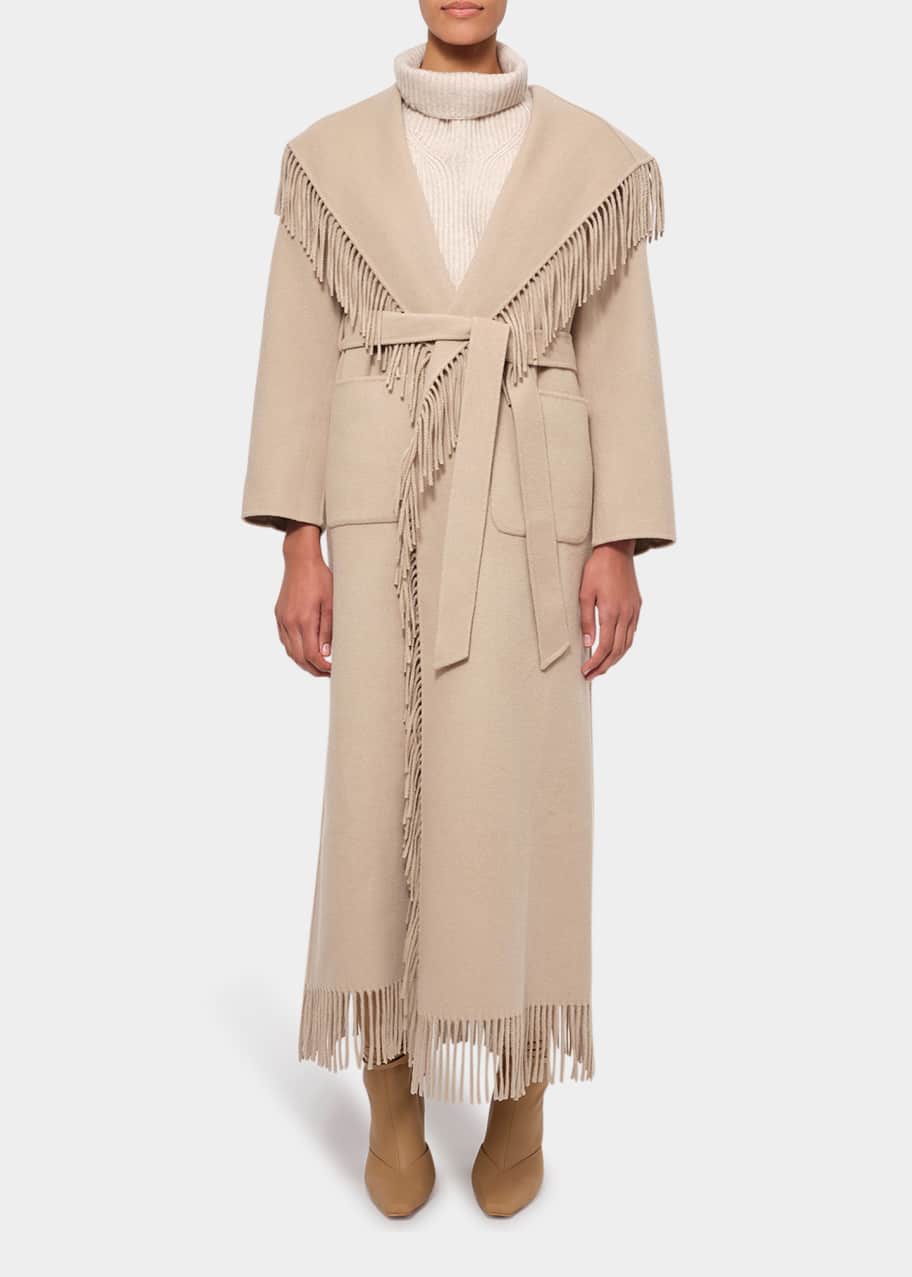 SIMKHAI Carrie Fringe WoolBlend Robe Coat Bergdorf Goodman