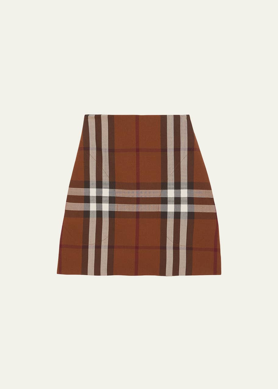 BURBERRY★素敵！Brown TEODORA Check High Waisted Mini Skirt Burberry Teodora Check Mini Skirt - Bergdorf Goodman