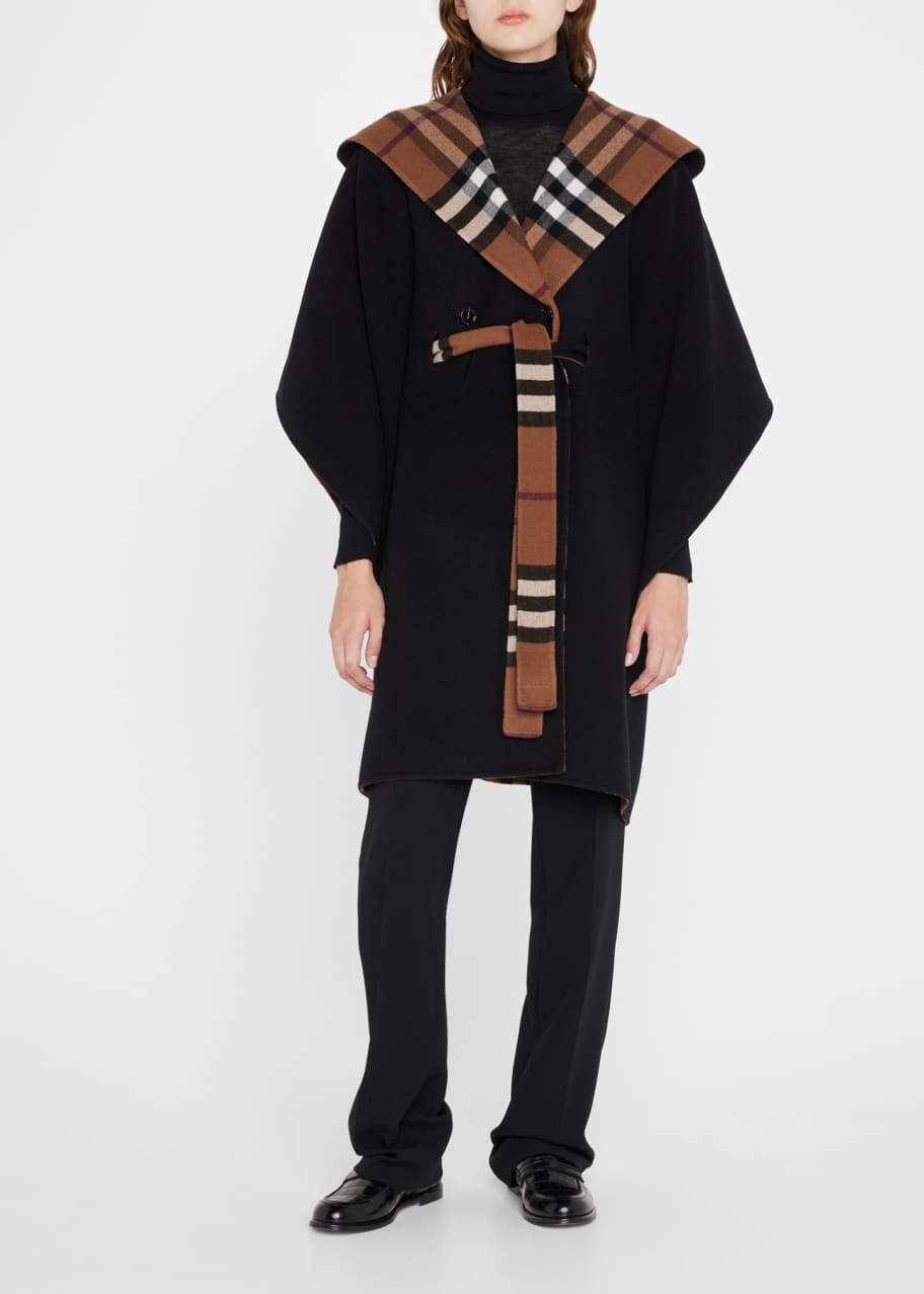 Burberry Navan Reversible Hooded Wool Cape - Bergdorf Goodman