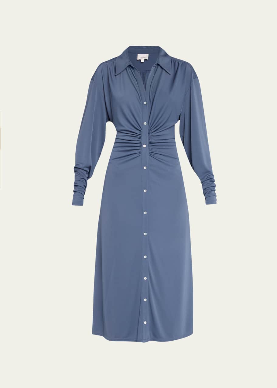 Cinq a Sept Arden Ruched Midi Shirtdress - Bergdorf Goodman